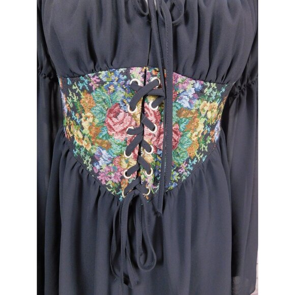 Cider Floral Corset Mini Dress M - Boho Off-Shoulder - Excellent - Picture 4 of 11